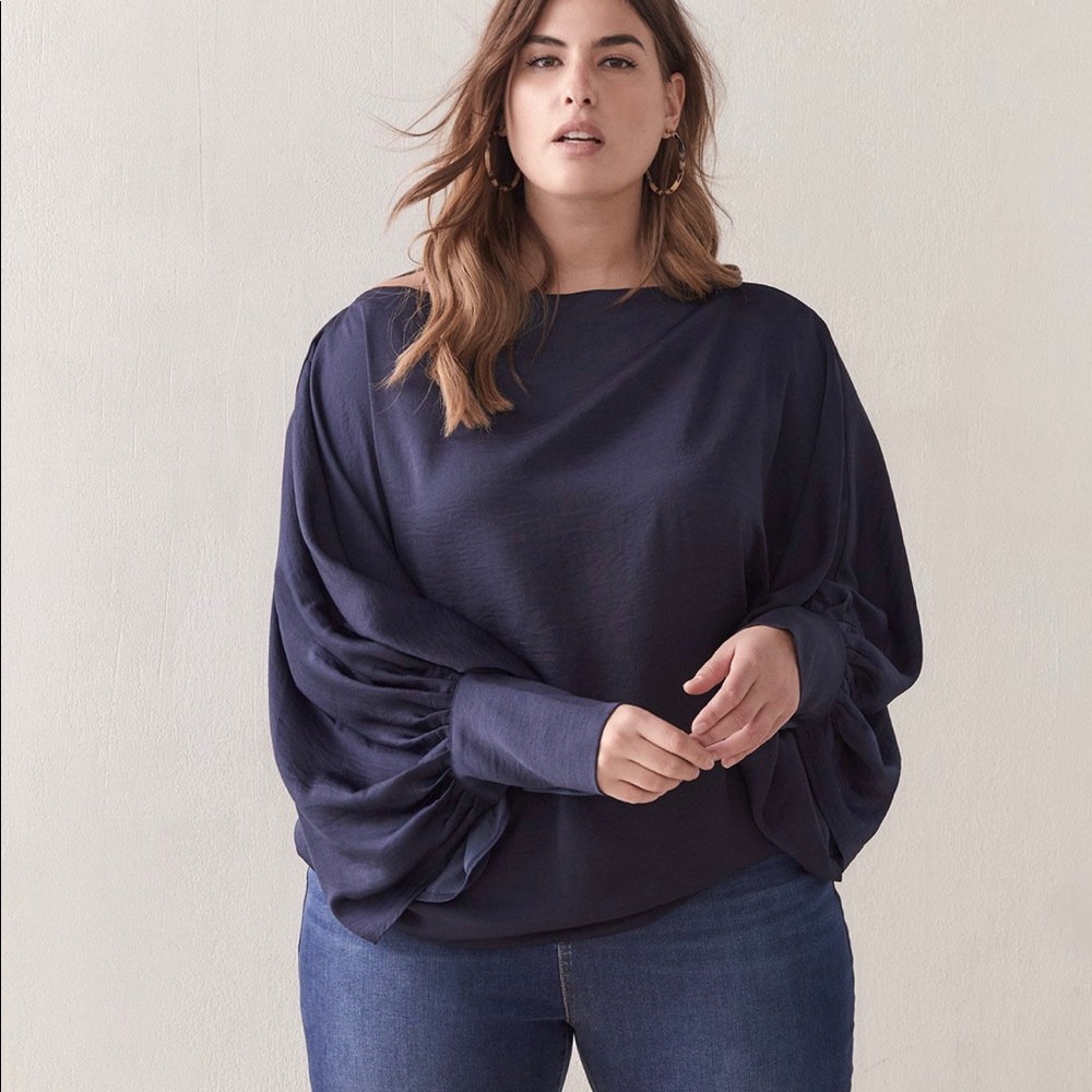 16 Satin Elegant Navy Women's Top